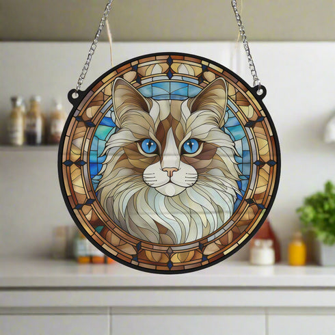 Cat Ragdoll Stained Glass Effect Suncatcher